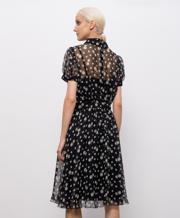 Dolce&Gabbana Черное платье из шелка в принт F665HTIS12Q изображение 3