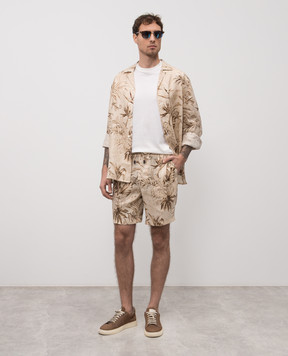 ISAIA Бежевые шорты из льна в принт PNC021C1110