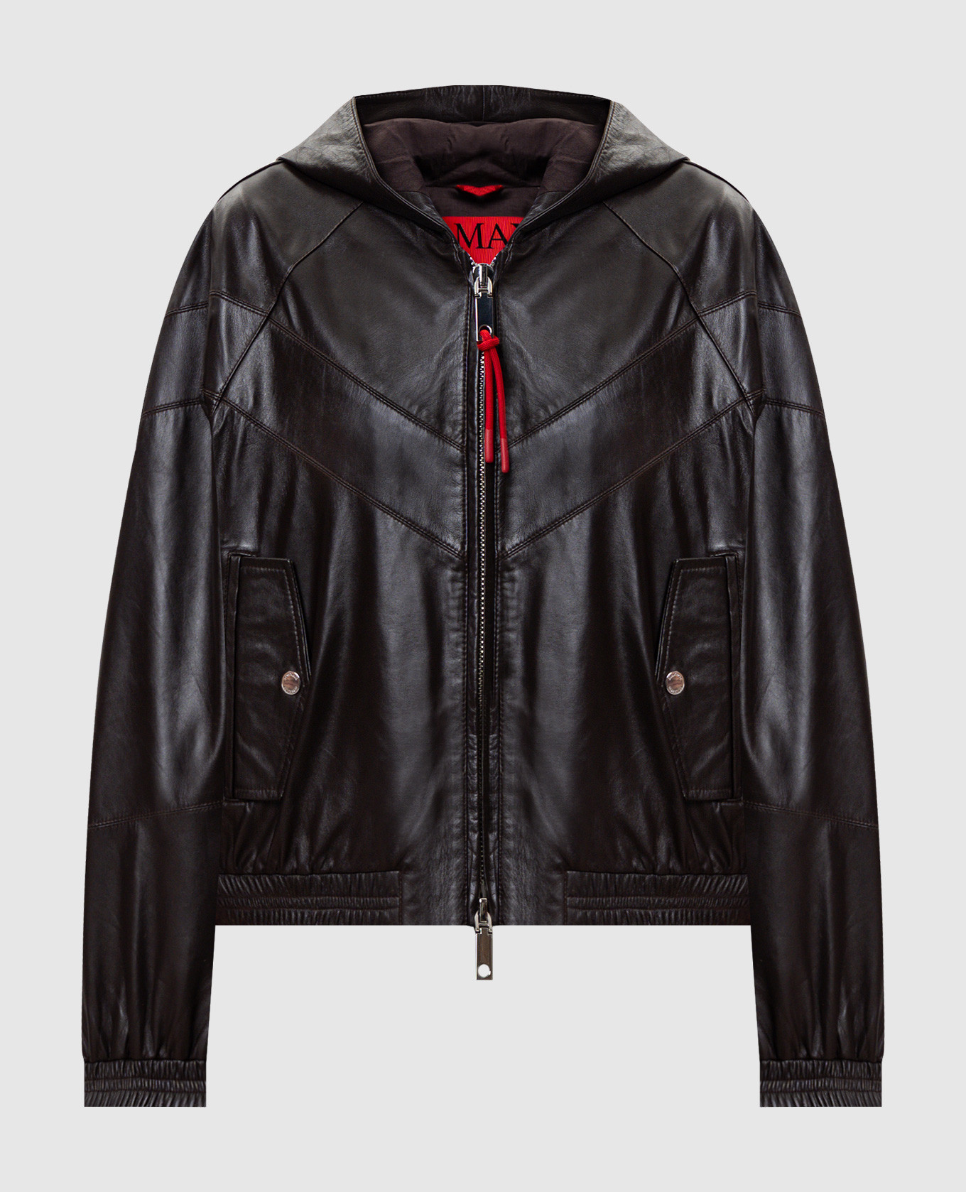 

Коричневая кожаная куртка с капюшоном, Коричневый, Кожаные куртки