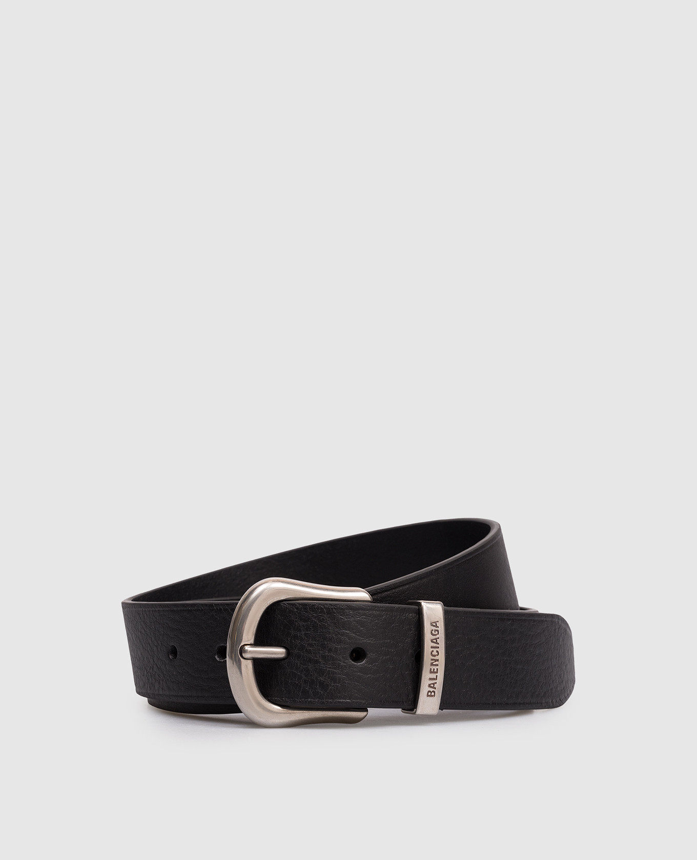 

Черный кожаный ремень с гравировкой логотипа, Ремни