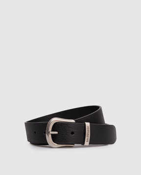 Balenciaga Чорний шкіряний ремінь з гравіюванням логотипа 8521722AB91