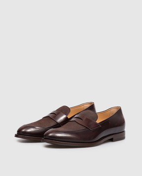 Brunello Cucinelli Коричневые кожаные глянцевые лоферы MZUFXEU678