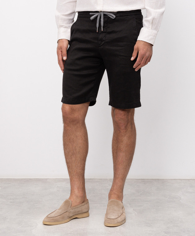 Marco Pescarolo Чорні шорти з льоном CENITO5302 зображення 3