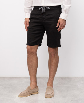 Marco Pescarolo Чорні шорти з льоном CENITO5302