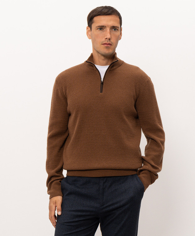 Canali Коричневый свитер из шерсти и кашемира MK02547C1216 изображение 3