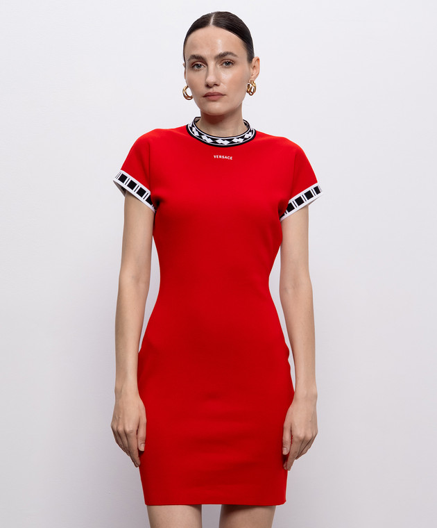 Versace Красное платье с контрастным узором 10257671A18356 изображение 3