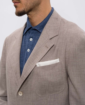 Brunello Cucinelli Біла хустка із шовку в тканий візерунок MX8740091