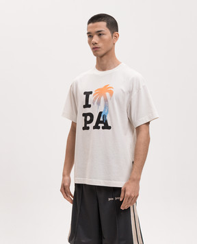 Palm Angels Футболка I Love PA кольору айворі PMAA109S26JER007