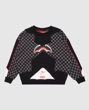 Sprayground Детский черный свитшот в клеточку SPY1382GREY