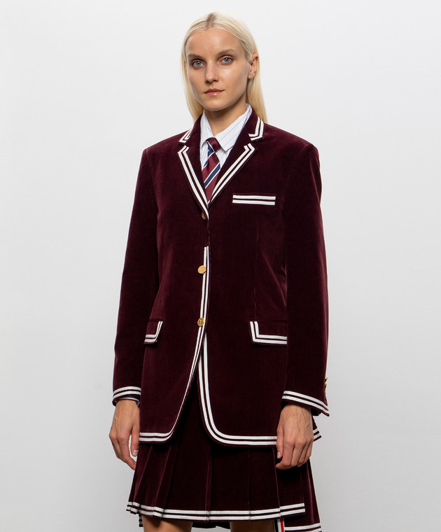 Thom Browne Бордовий вельветовий жакет FBC975NF0957 зображення 3