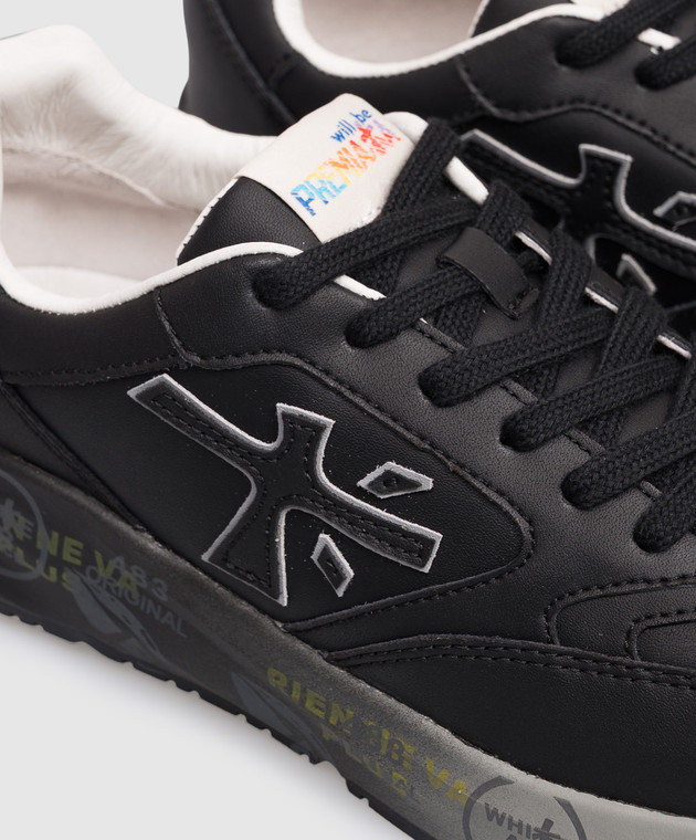 Premiata Детские черные кожаные кроссовки Demi 322394633640 изображение 5