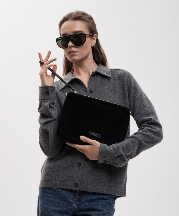 Gianni Chiarini Черная замшевая сумка кросс-боди Nora с логотипом BS10225CMPL изображение 2
