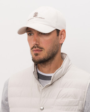 Brunello Cucinelli Кепка цвета айвори с вышивкой M252D9850
