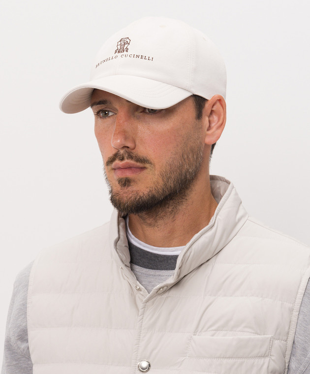 Brunello Cucinelli Кепка цвета айвори с вышивкой M252D9850 изображение 2