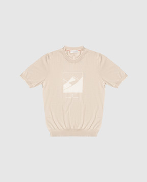 Brunello Cucinelli Детская бежевая футболка с принтом B29M84800A