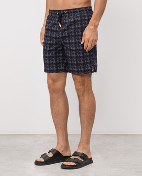 Stefano Ricci Серые шорты для плавания в принт M6B6200070B65403