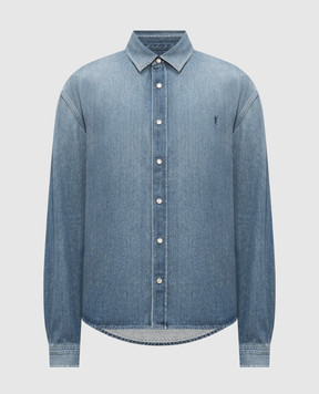 Saint Laurent Голубая джинсовая рубашка с эффектом потертости 862246Y29YA