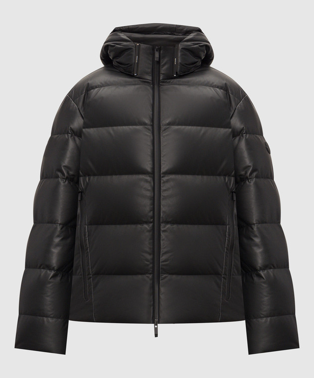 Moncler Чорний шкіряний пуховик L20911A0015759839