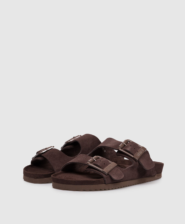 Colors of California Коричневі замшеві шльопанці SLOFI з гравіюванням логотипа HCBIO56N зображення 2