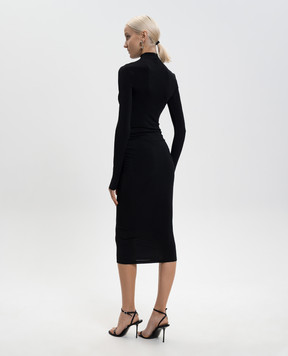 Off-White Черное платье миди с логотипом OWDB55EF25JER001