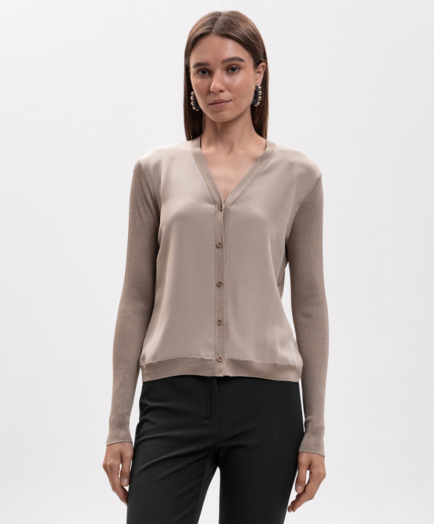 Max Mara Бежевий кардиган NINFEE із шовку та кашеміру MXMNINFEE зображення 3