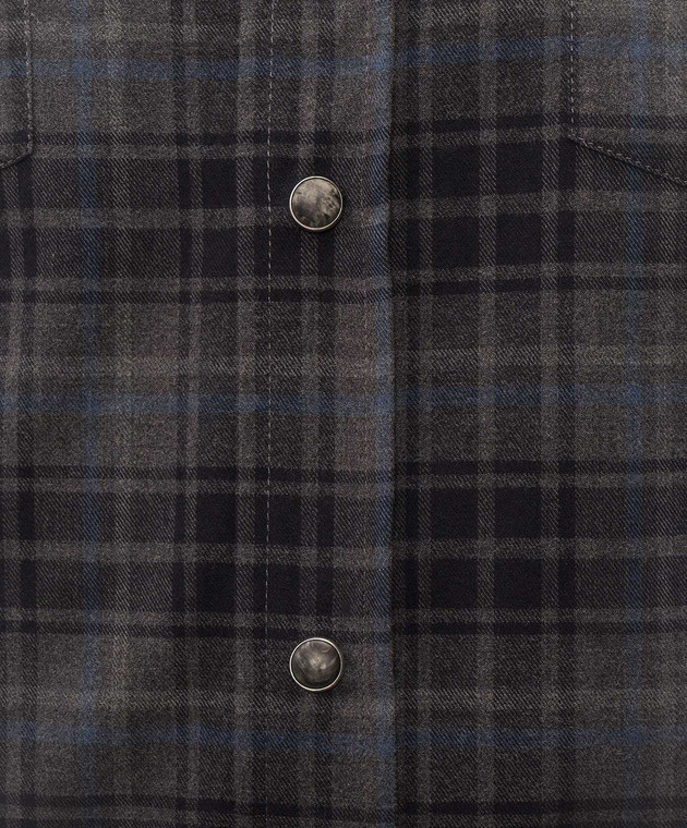 Brunello Cucinelli Серая рубашка в клеточку MY6544008 изображение 5