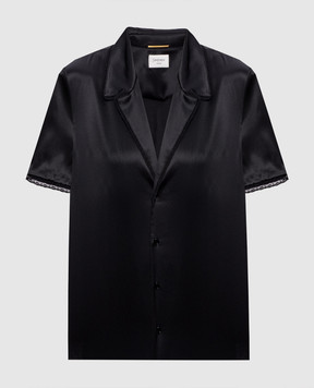 Saint Laurent Чорна блуза із шовку 861081Y7G27