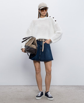 Brunello Cucinelli Синя джинсова спідниця міні з ланцюжком моніль MA095G3988