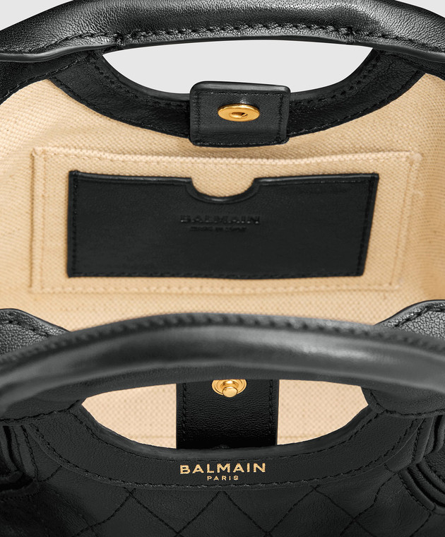 Balmain Чорна шкіряна сумка з принтом логотипа HN1FE077LSP6 зображення 4