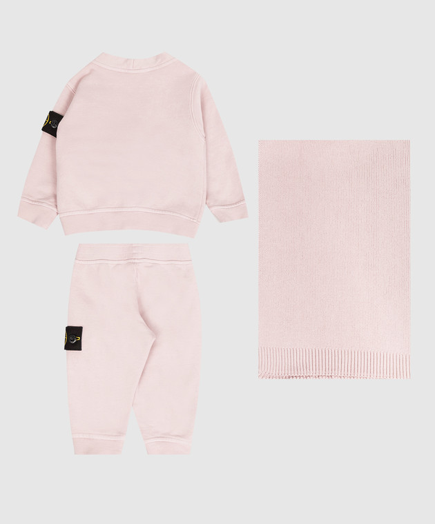 Stone Island Детский розовый комплект из кардигана, брюк и одеяла L1S16M200001S0917 изображение 2