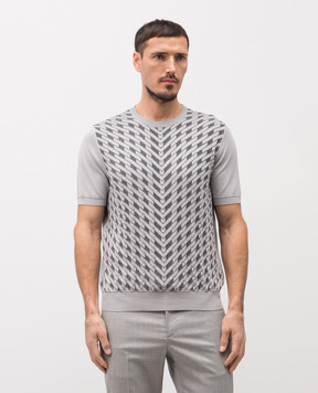 Stefano Ricci Серая футболка с шелком в узор K818115G10F26281