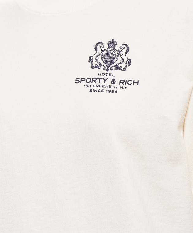 Sporty & Rich Футболка кольору айворі з принтом SR Hotel TO11985276WH06 зображення 5