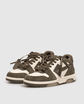 Off-White Кожаные кроссовки Out Of Office цвета хаки OF05728310