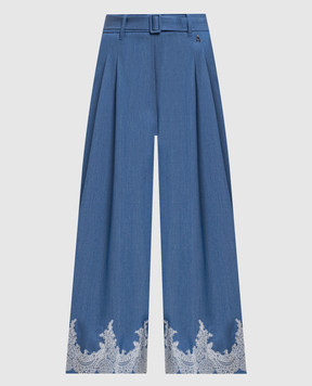 Twinset Блакитні кюлоти з мереживом 261AP2291