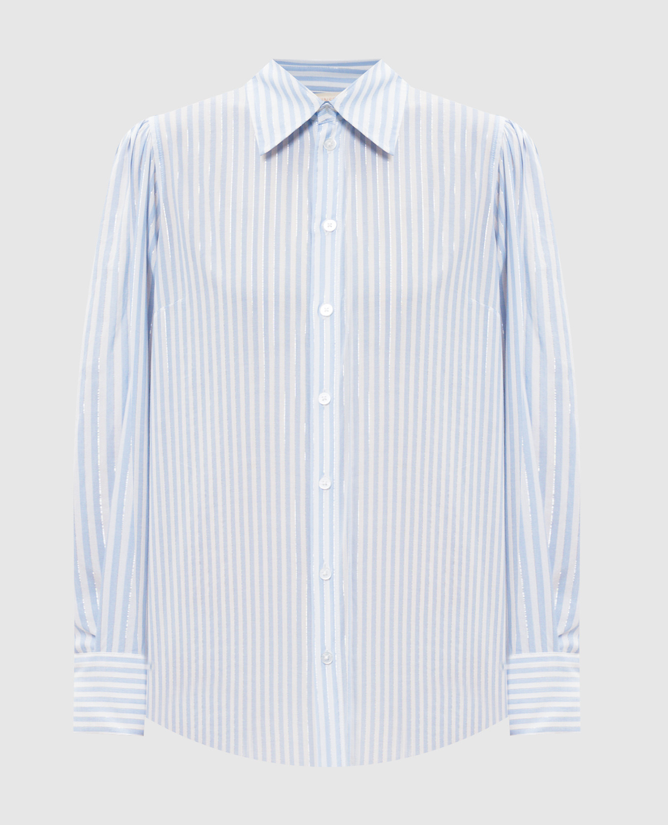 Голубая рубашка в полоску с люрексом