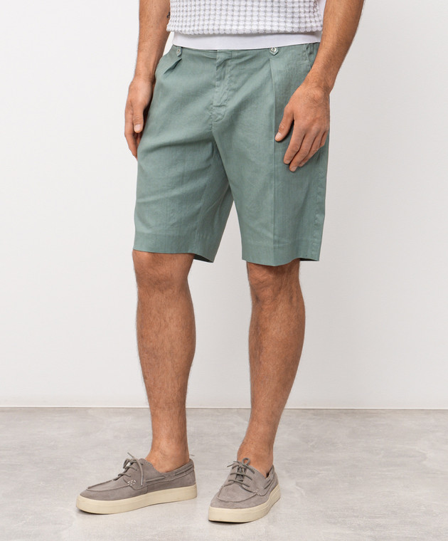 Stefano Ricci Зеленые шорты с льном M1T6100180LCTL1U изображение 3