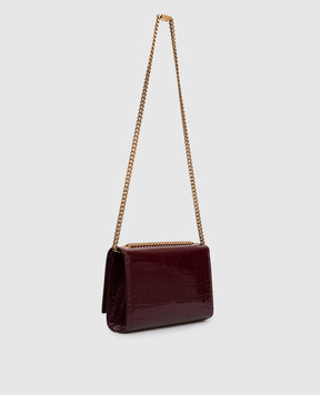 Saint Laurent Бордовая кожаная лакированная сумка KATE с тиснением под кожу крокодила 851504AAGKR