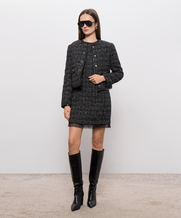Twinset Черная твидовая куртка 262TP2140 изображение 2