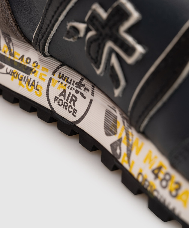 Premiata Детские синие кожаные кроссовки Lucy на меху 32M0294703640 изображение 5