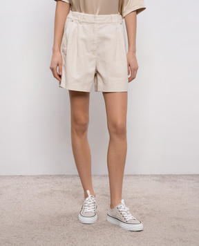 Brunello Cucinelli Шорты цвета айвори с льном ML996P5761
