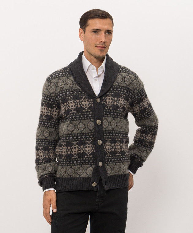 Brunello Cucinelli Серый кардиган с кашемиром в узор M22506306 изображение 3