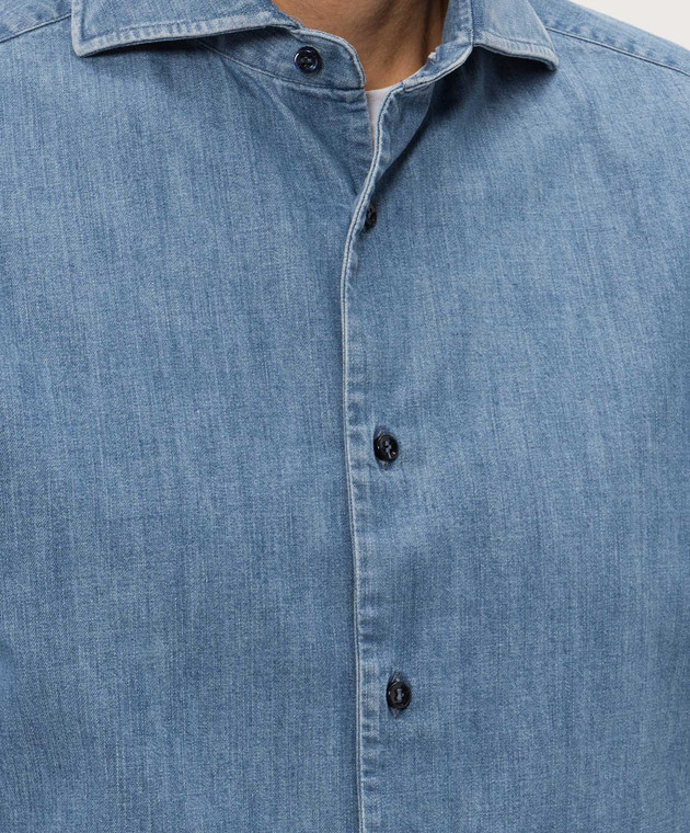 Brunello Cucinelli Синя джинсова сорочка MH192S1898 зображення 5