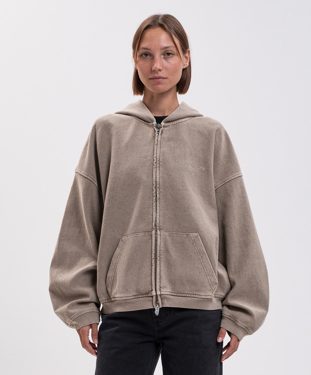 Alexander Wang Спортивная куртка цвета хаки с кристаллами UCC3262304 изображение 3