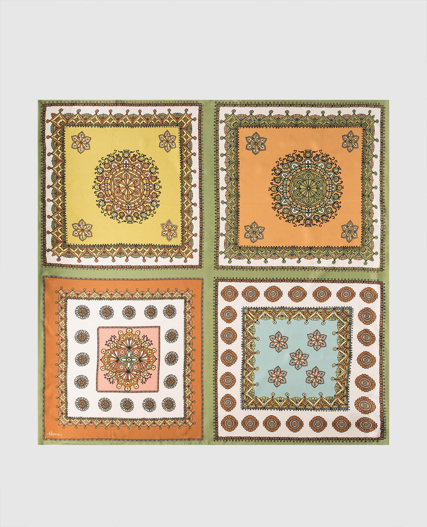 

Зеленый платок Contina Tiles из шелка, Платки