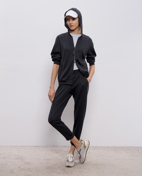 Brunello Cucinelli Серая меланжевая футболка с цепочкой мониль M0T18B0170