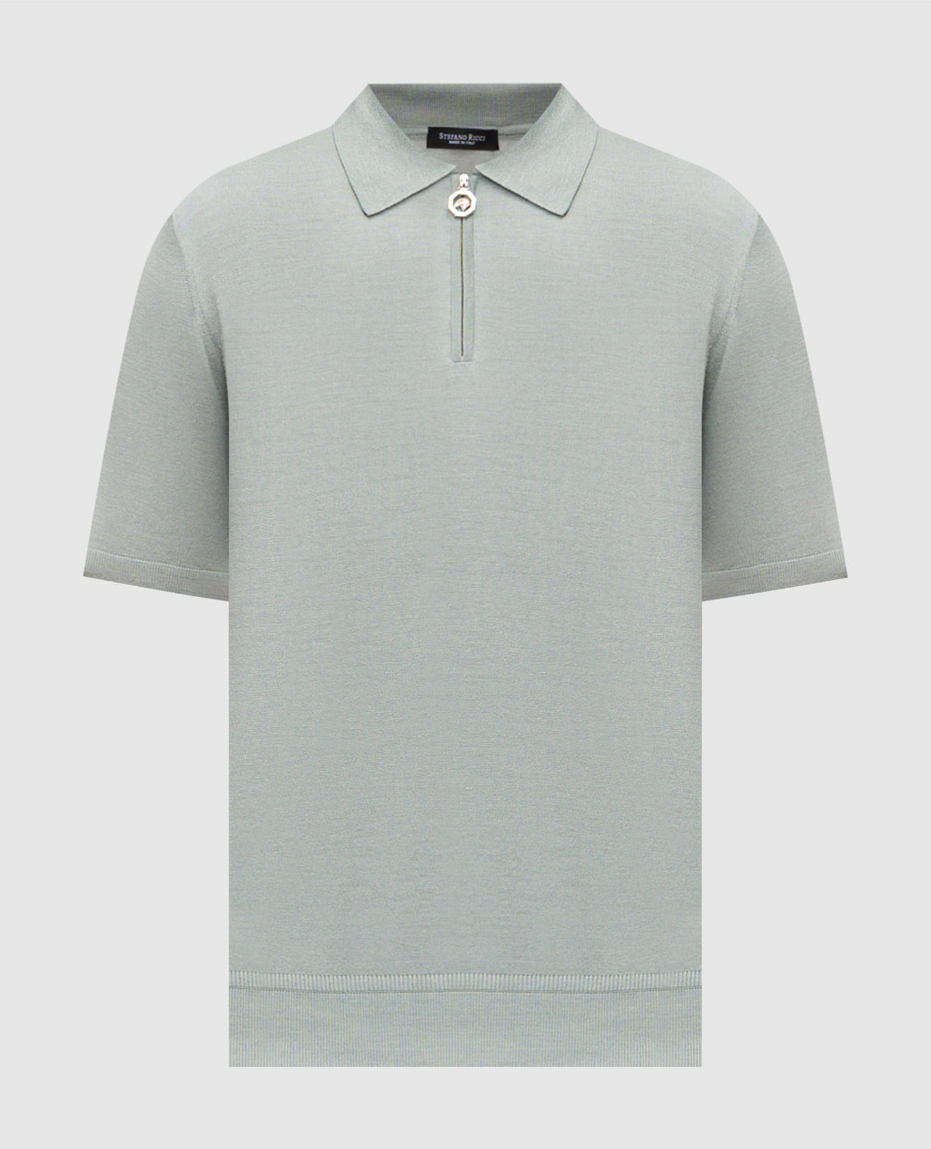 Зеленое поло из шелка с эмблемой