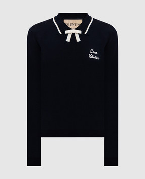 Valentino Синій джемпер з вовни з логотипом 8B3KC72QA5P