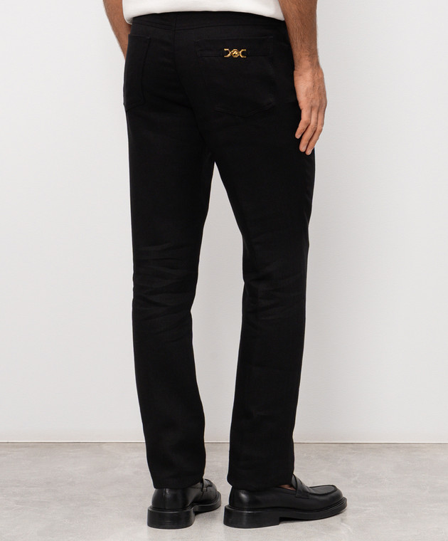 Stefano Ricci Черные брюки из льна и шелка M8T62B0190TXFIL изображение 4