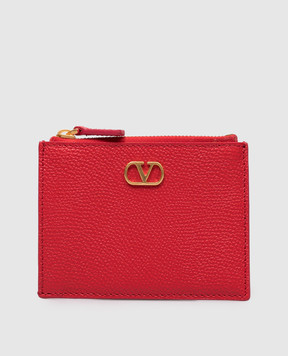 Valentino Червоний шкіряний картхолдер VLogo 9W2P0AK9SNP
