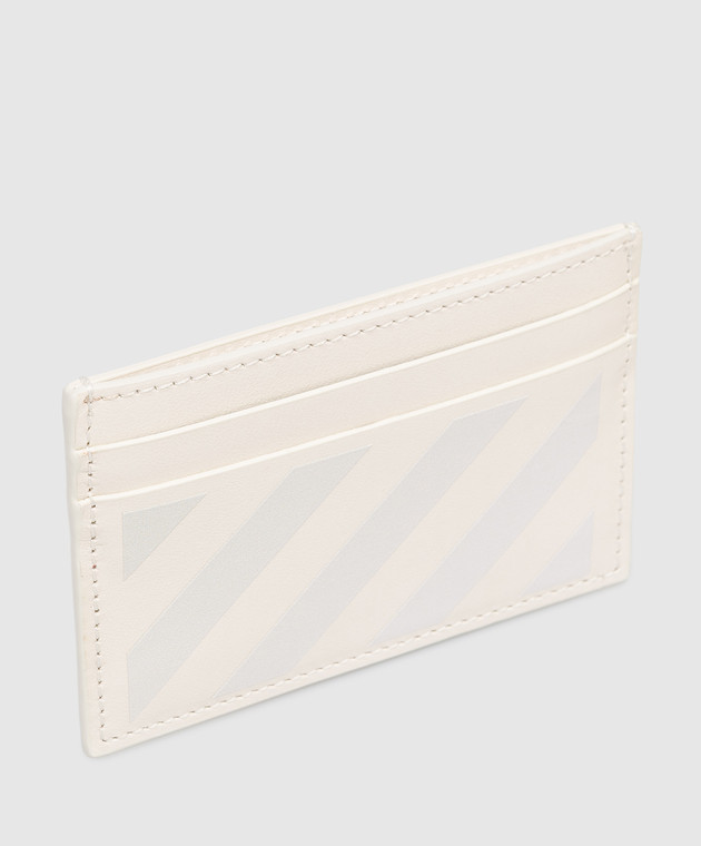 Off-White Бежевый кожаный картхолдер Diag OWND04DS26LEA001 изображение 3